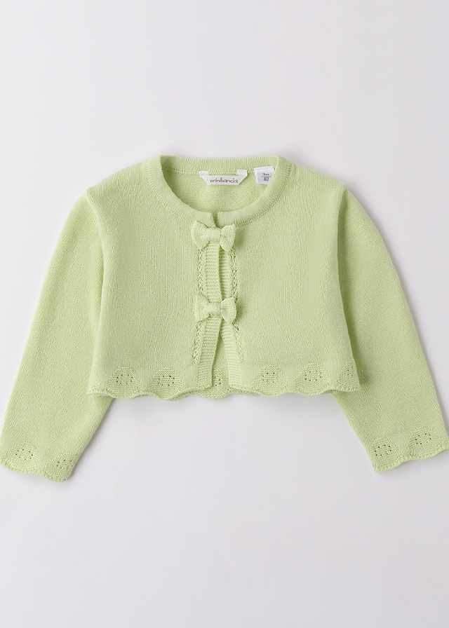 Cardigan Tricotat Verde Cu Fundite 3B764.00 Minibanda