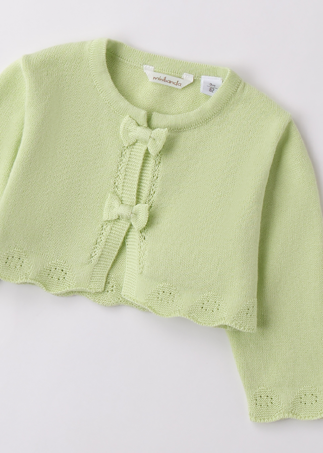 Cardigan Tricotat Verde Cu Fundite 3B764.00 Minibanda