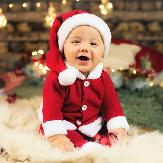 Costumas Elegant Mos Craciun cu Blanita pentru Baietei - AnneBebe