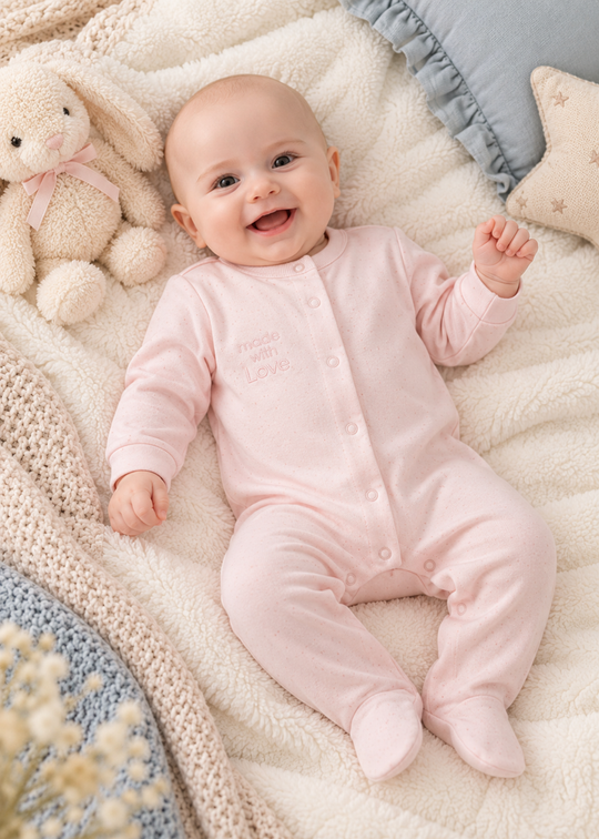Salopeta Roz cu Botosei si Capse pentru Fetite TK2645 – Mell Sweet Baby