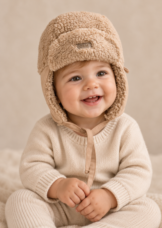 Caciula din Blanita Sherpa Maro cu Clapete si Legaturi pentru Baieti SPE2811 – Mell Sweet Baby