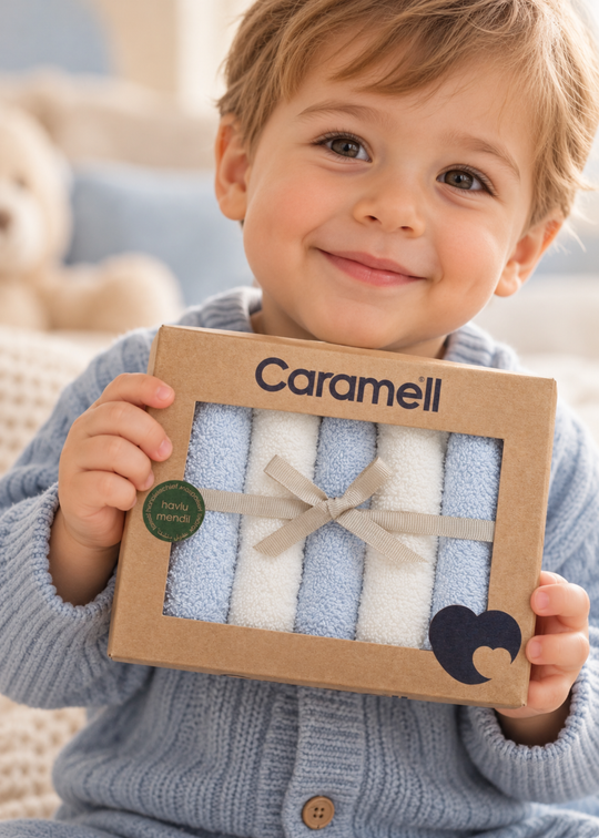 Set 5 Batiste din Prosop Bleu si Albe in Cutie pentru Bebelusi MND9605 – Mell Sweet Baby