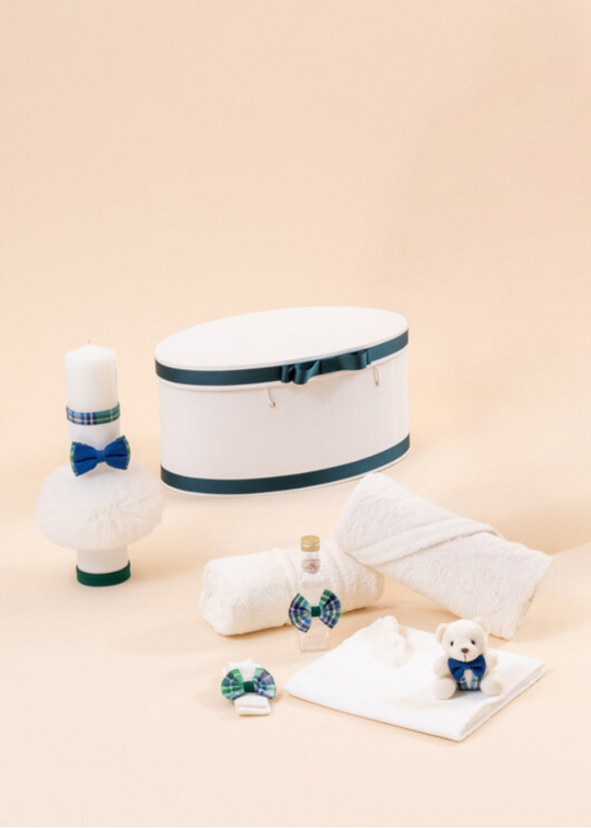 Razvan Baptism Set 3 Pieces, Candle, Trunk and Personalized Chest AnneBebe