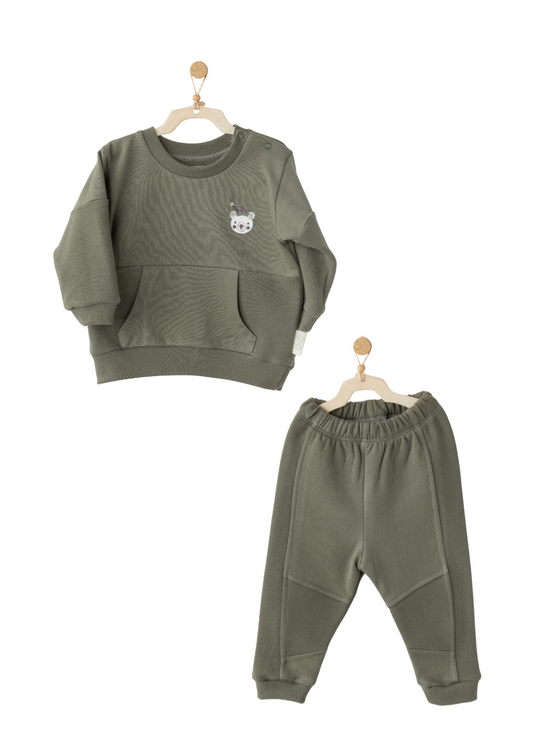 Trening 2 Piese Verde Bluza cu Maneca Lunga si Pantaloni Lungi AC26187 Andywawa