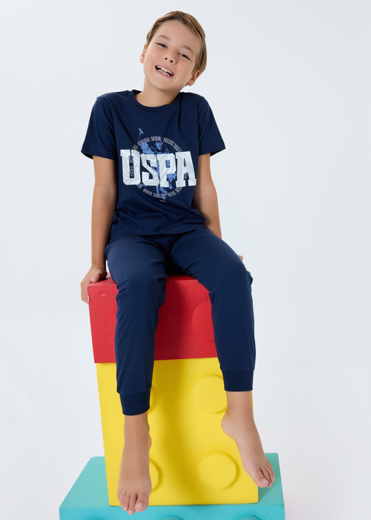 Set 2 Pieces Navy with T-shirt and Long Navy Trousers US2413-G V1 Us Polo Assn