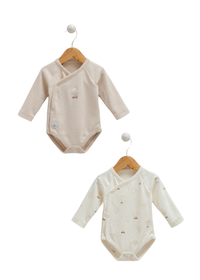 Set 2 Body Bej cu Maneca Lunga cu Imprimeu Masina Flying Cars BE1197 Mell Sweet Baby