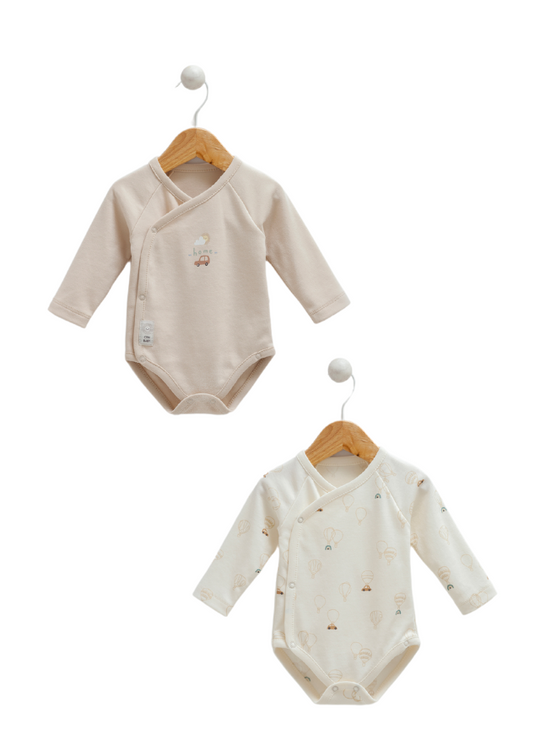 Set 2 Body Bej cu Maneca Lunga cu Imprimeu Masina Flying Cars BE1197 Mell Sweet Baby