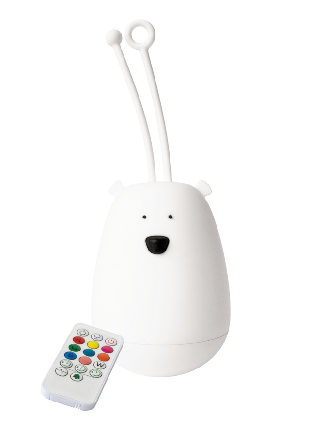 Lampa de Veghe Urs Alb din Silicon cu Agatatoare si Telecomanda USB tip C 52-0067 Rabbit & Friends
