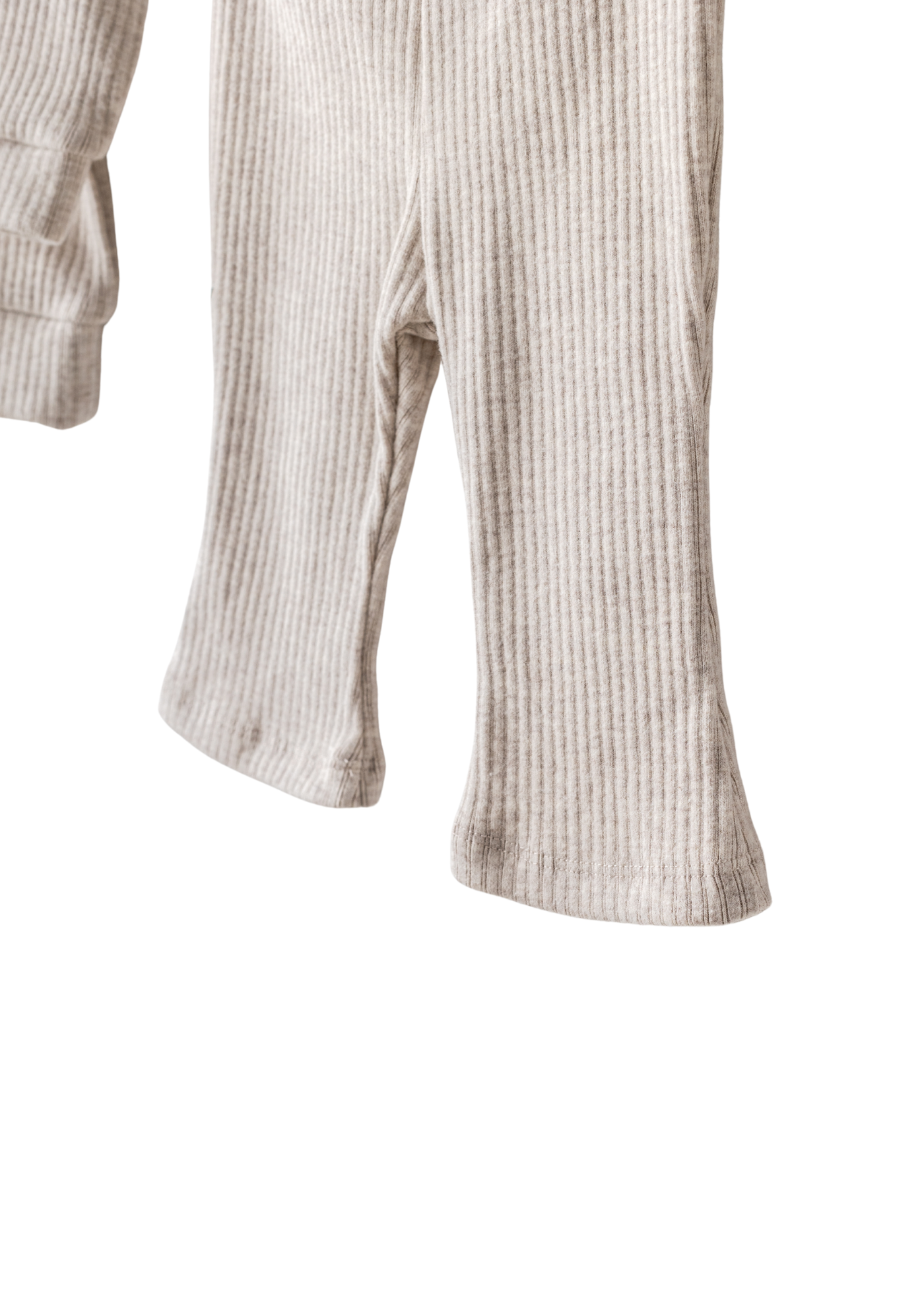 Set 2 Piese Bej Bluza si Pantaloni Lungi Evazati Bumbac Ripsat AC25203 Andywawa