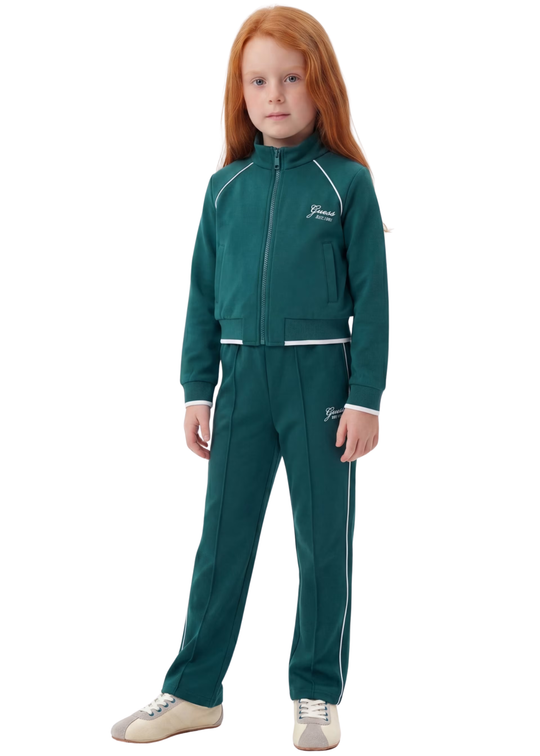 Pantaloni Sport Verzi cu Dungi Albe pentru Fete J6YB12 – Guess