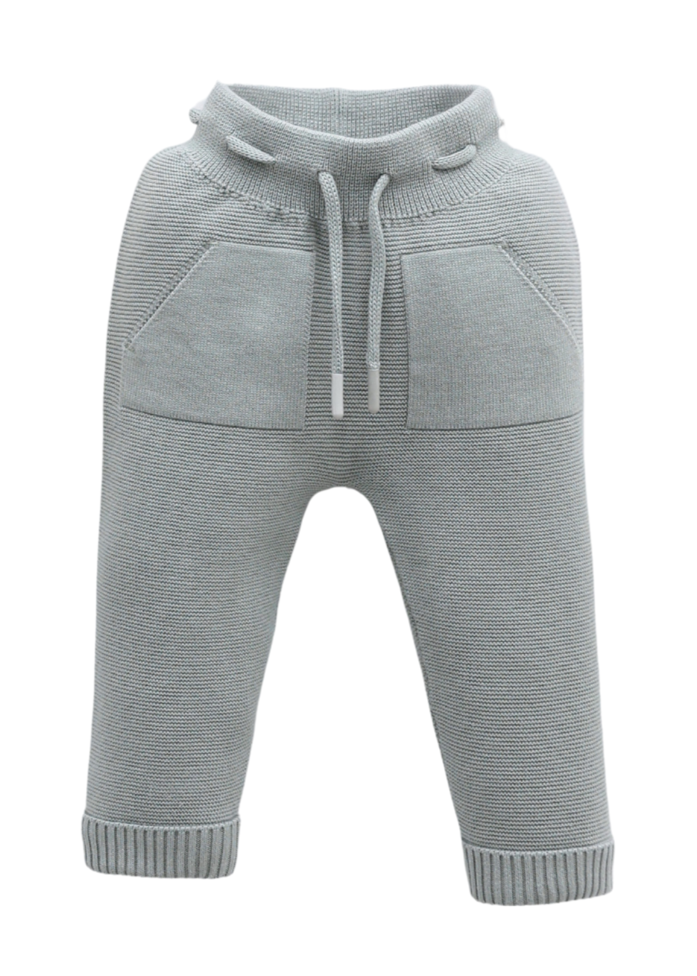Set 3 Piese Jacheta si Pantaloni Tricotate Bej cu Gri si Bluza Bumbac 8021 Leo King