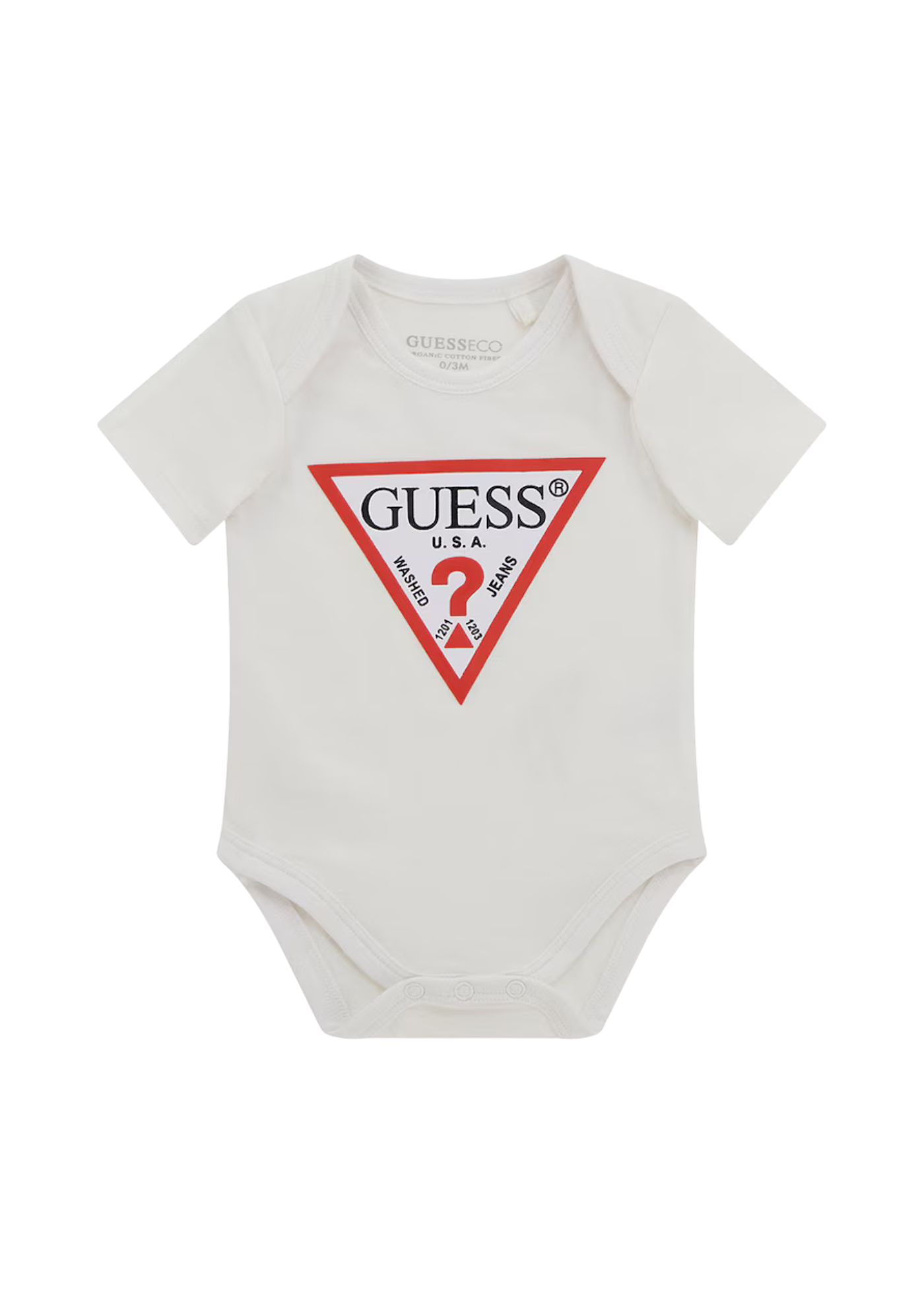 Body Alb cu Maneca Scurta cu Logo Triunghi Rosu H5GW06 K6YW1 G011 Guess