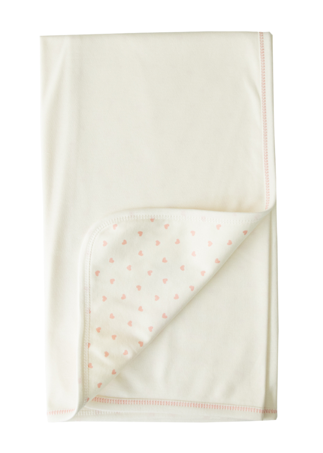 Cream and Pink Throw in Organic Cotton with Planets Organic Dreams 85 x 95 cm S32082 Kitikate