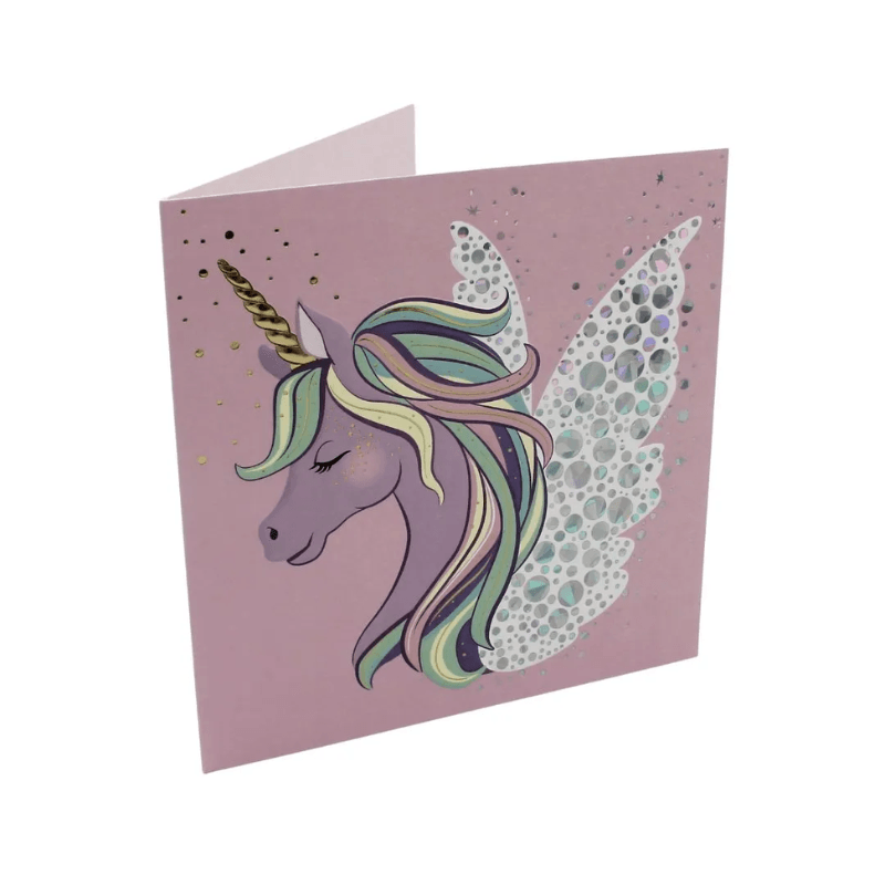 AnneBebe - Felicitare Bebelusi Fetite Unicorn Carton cu Plic 16 x 16 cm