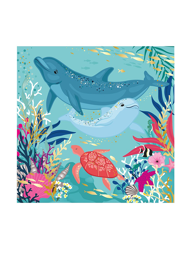 Felicitare Verde Exotic Dolphins art H010136