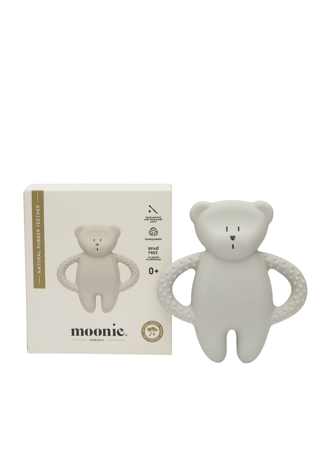 Teething Toy Bear Pure Natural Latex Bear Gray Moonie