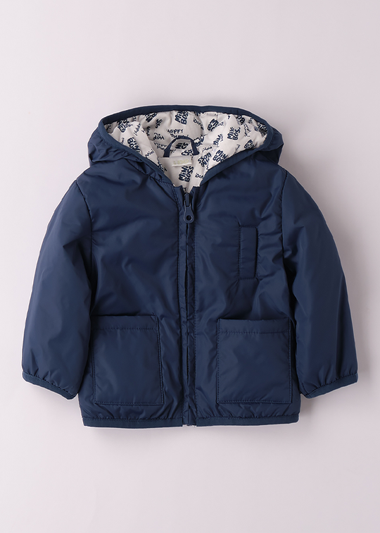 Navy Blue Fleece Jacket With Hood And Zipper 4B063.00 iDO