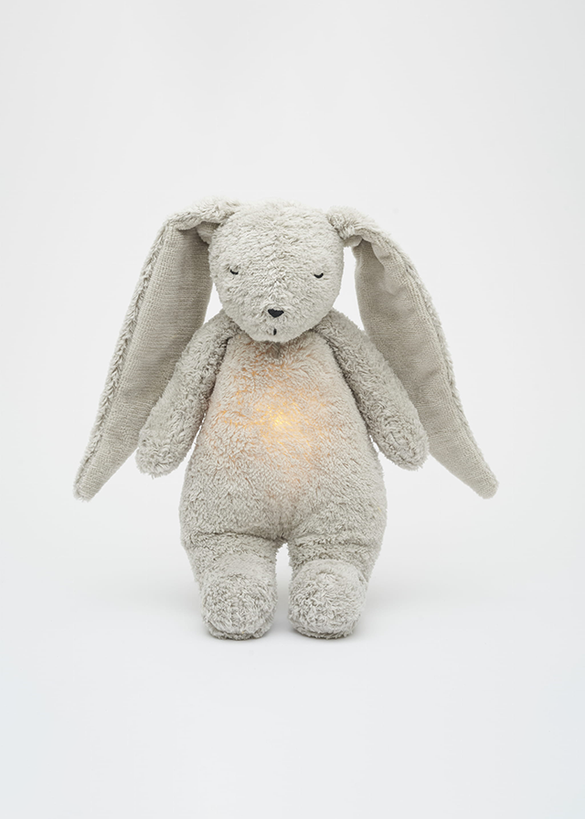 Iepuras Bebe Jucarie Muzicala cu Lampa de Veghe Incorporata Gray Natur Moonie 2.0