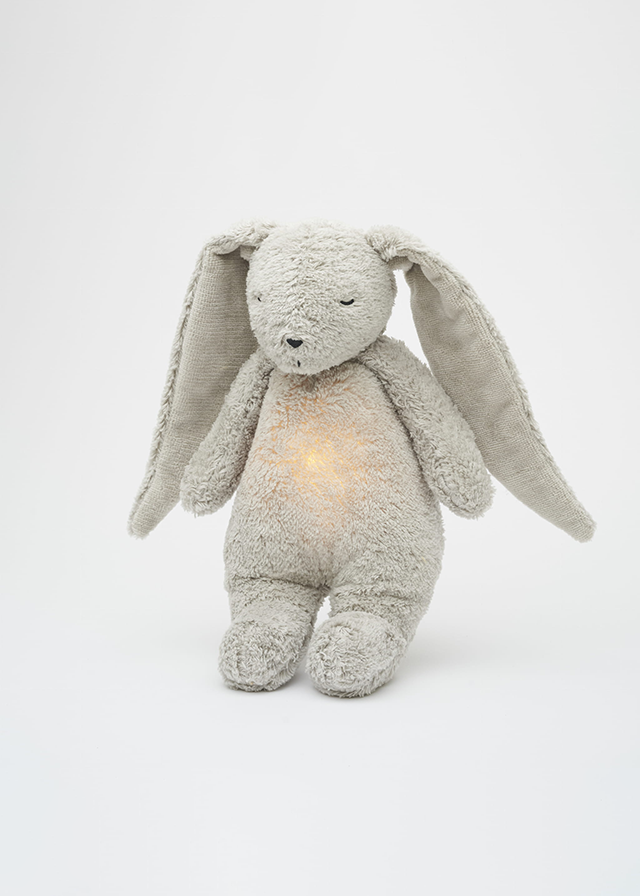 Iepuras Bebe Jucarie Muzicala cu Lampa de Veghe Incorporata Gray Natur Moonie 2.0