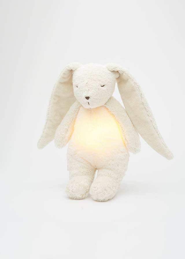 Iepuras Bebe Jucarie Muzicala cu Lampa de Veghe Incorporata Bumbac Organic Polar Natur Moonie 2.0