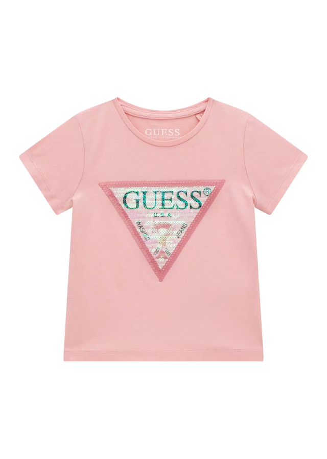 Tricou Roz Cu Maneca Scurta Cu Paiete K4RI31 K6YW1 G6V9 Guess