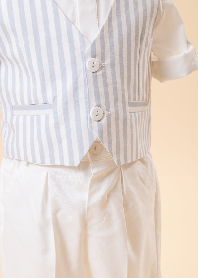 Костюм Carlos Сіра смугаста жилетка Білі штани
