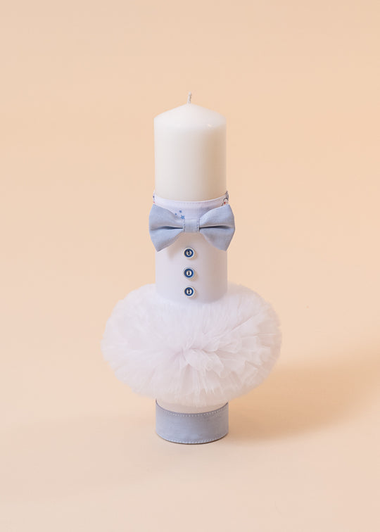 Andreas Benedict Cream Blue Squares Baptism Customizable AnneBebe Boy Candle 