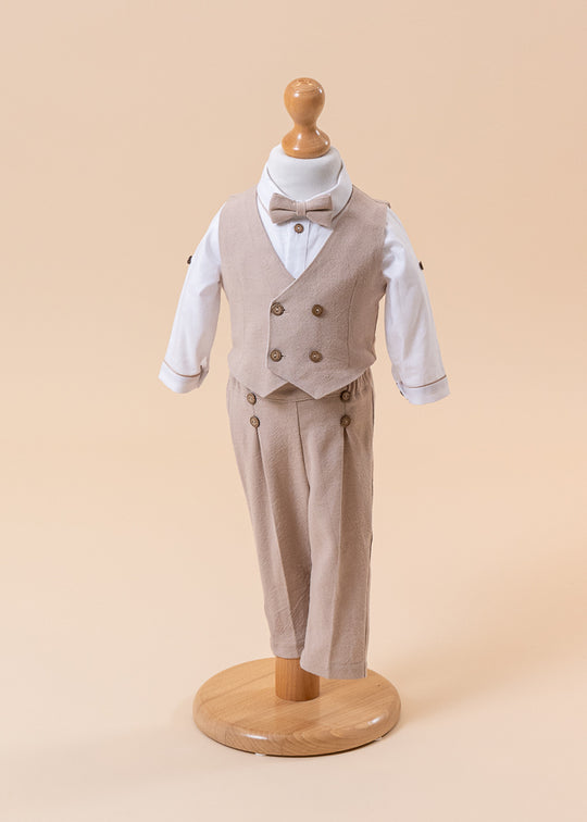 Claudiu Costume 4 Pieces Vest And Pants Beige AnneBebe