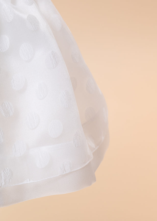 Cream Organza Dress With Polka Dots