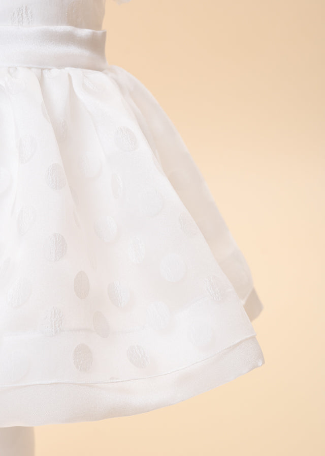 Cream Organza Dress With Polka Dots