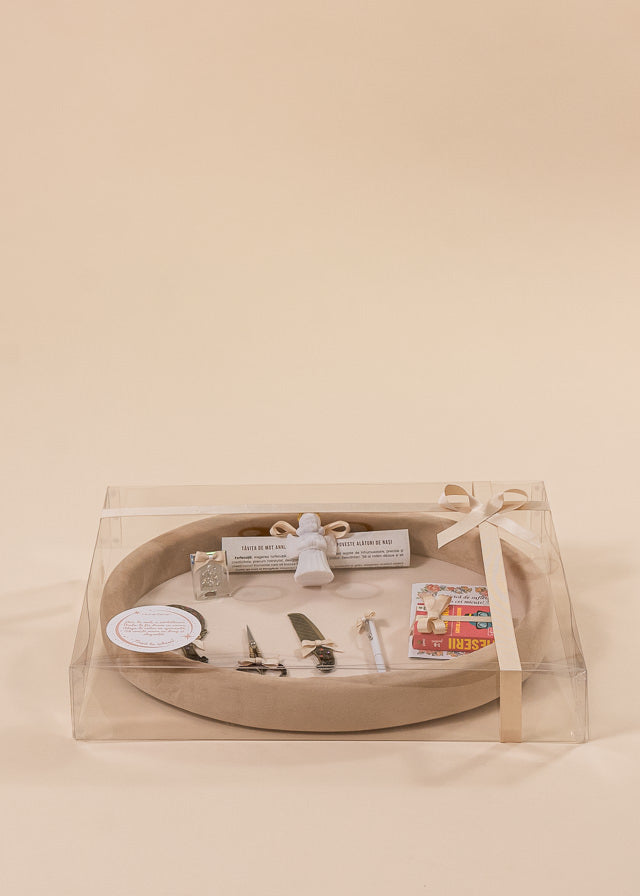 Unisex tray set for cutting the cake and breaking the cake Beige AnneBebe