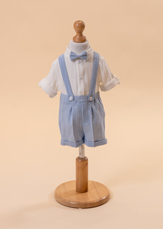 David Muslin Suit Cream Shirt Blue Pants AnneBebe