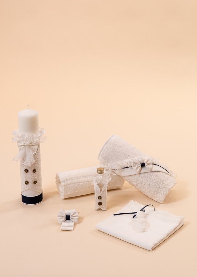 Cosmin Christening Set 2 Pieces, Candle and Personalized AnneBebe Kit