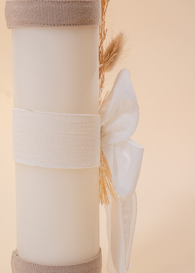 Candle Radu Cream Muslin Bow Three Buttons