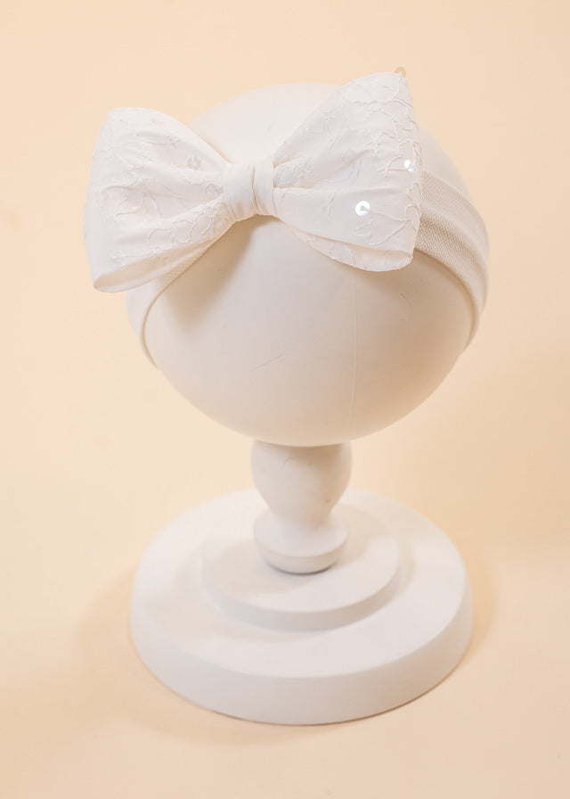 AnneBebe Elegant Cream Sequin Embroidery Headband