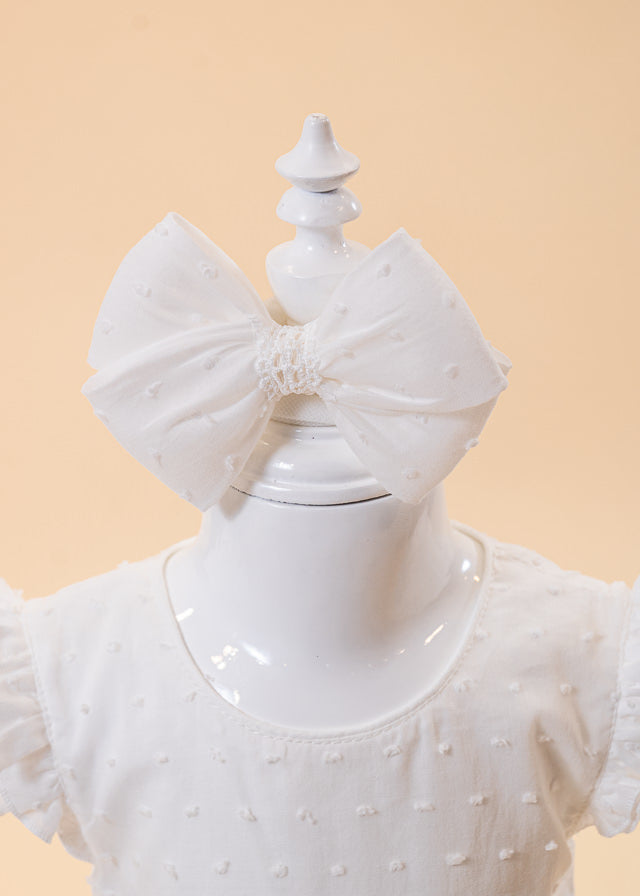 AnneBebe Elegant Cream Dress with Three Ruffles