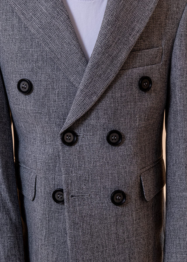 Suit 3 pieces jacket 2 rows of buttons and gray trousers and t-shirt art 20298 Little Gentleman