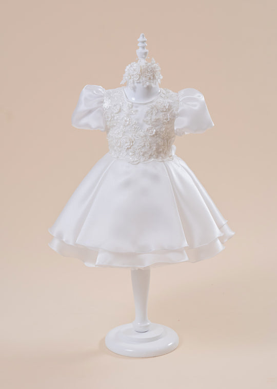 Elegant Dress Sienna Cream Bust 3D Lace Model Clos AnneBebe