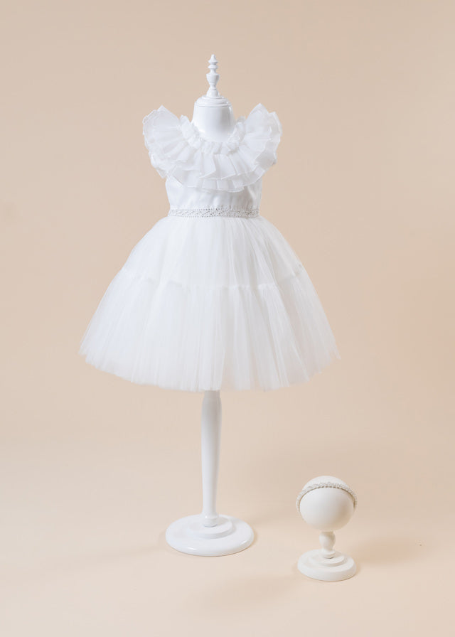 Ceremony Dress, Ivory with Tulle Skirt with Beading and Crystals 2910 Mon Princess