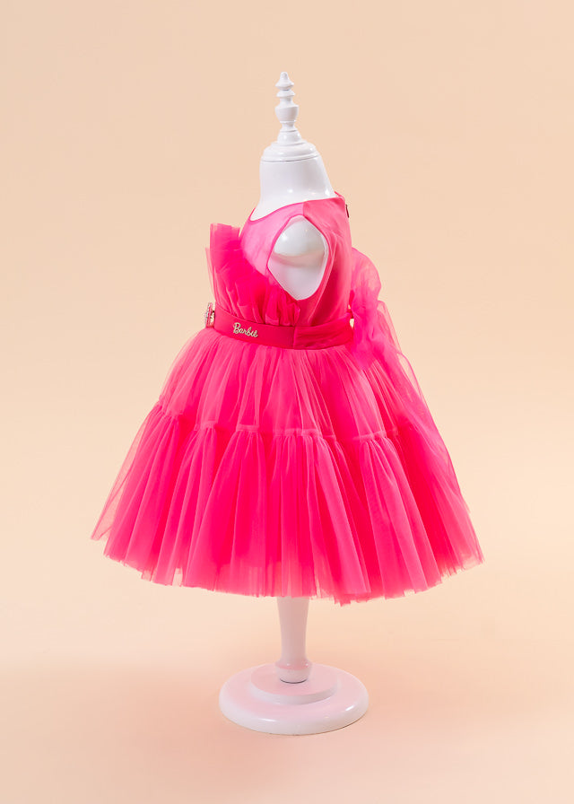 Ceremony Dress, Fuchsia Tulle with Ruffle on Bust and Heart at Waist 2980 Mon Princess