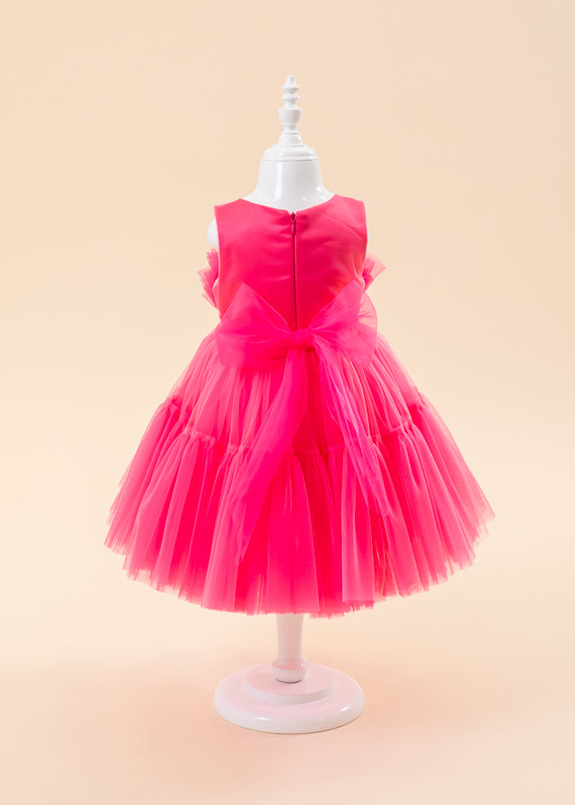 Ceremony Dress, Fuchsia Tulle with Ruffle on Bust and Heart at Waist 2980 Mon Princess