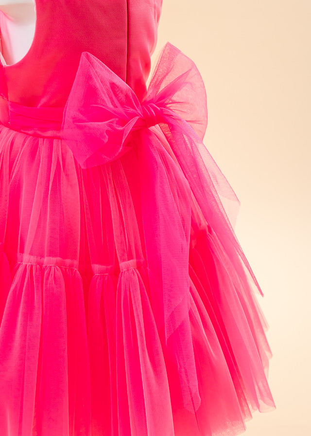 Ceremony Dress, Fuchsia Tulle with Ruffle on Bust and Heart at Waist 2980 Mon Princess