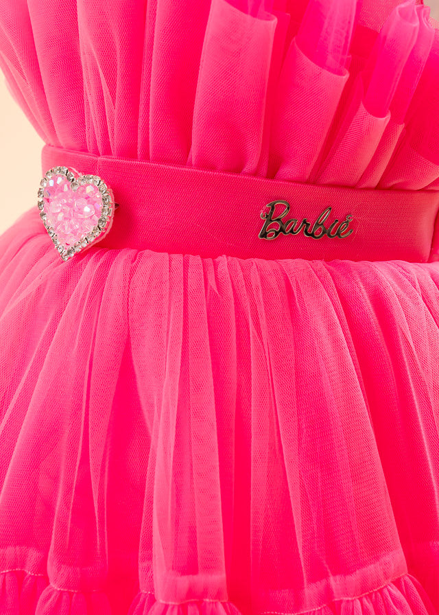 Ceremony Dress, Fuchsia Tulle with Ruffle on Bust and Heart at Waist 2980 Mon Princess