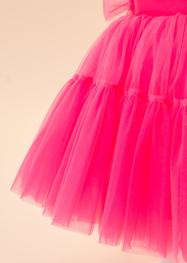 Ceremony Dress, Fuchsia Tulle with Ruffle on Bust and Heart at Waist 2980 Mon Princess