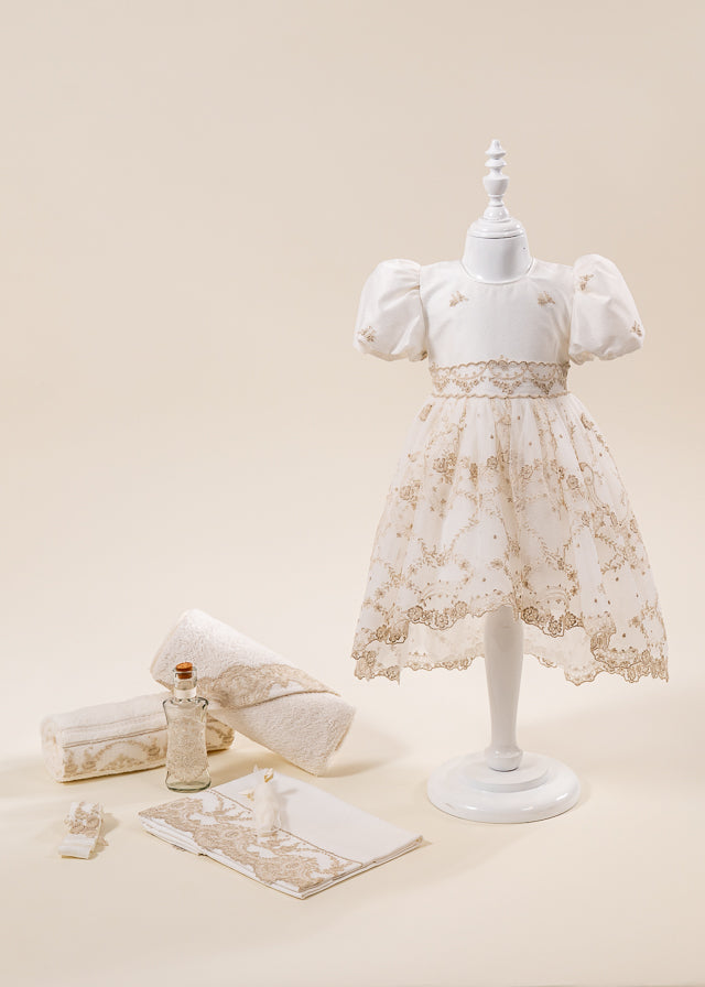 Set Botez  2 Piese Rochie si Trusou Personalizat AnneBebe