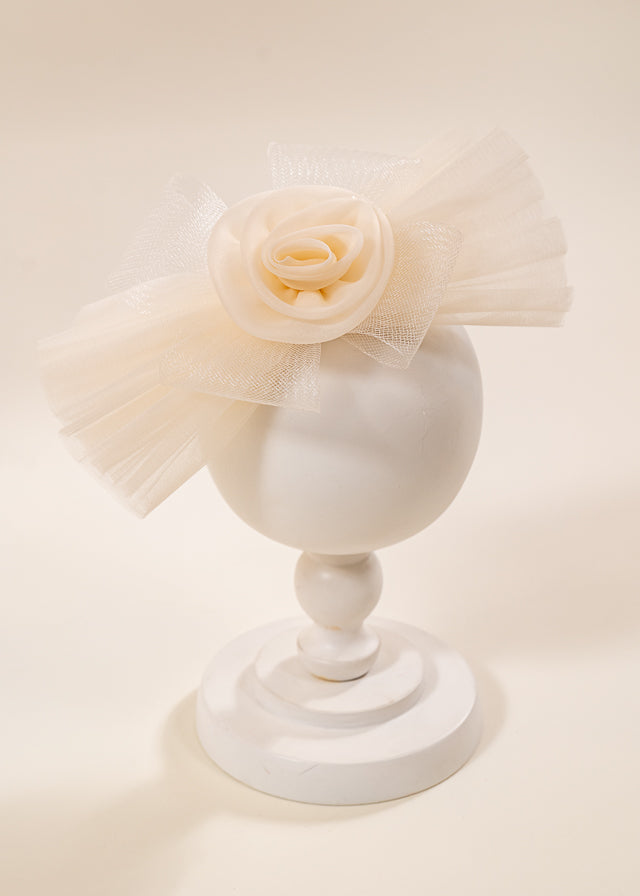 Rochie Ceremonie Bej Maneci Bufante Organza si Fusta din Tulle 3164 Mon Princess
