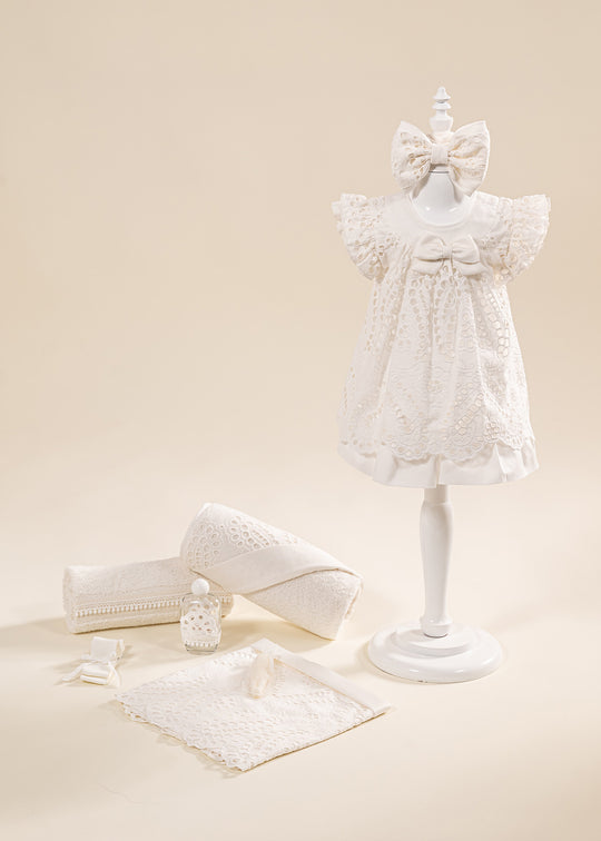 Set Botez Margareta 2 Piese Rochie si Trusou Personalizat AnneBebe