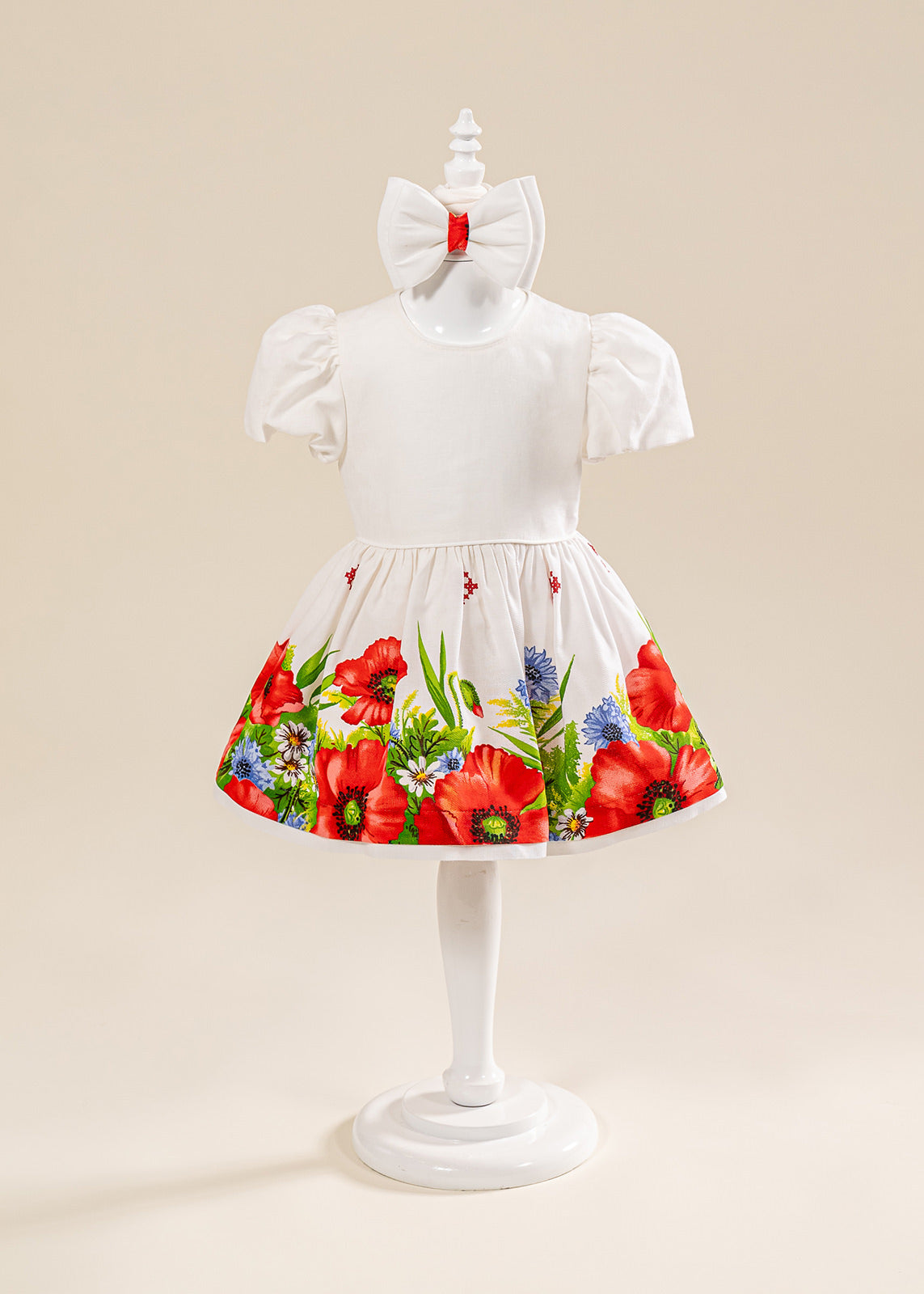 Rochita Marilena din IN Crem Imprimeu Flori De Mac AnneBebe