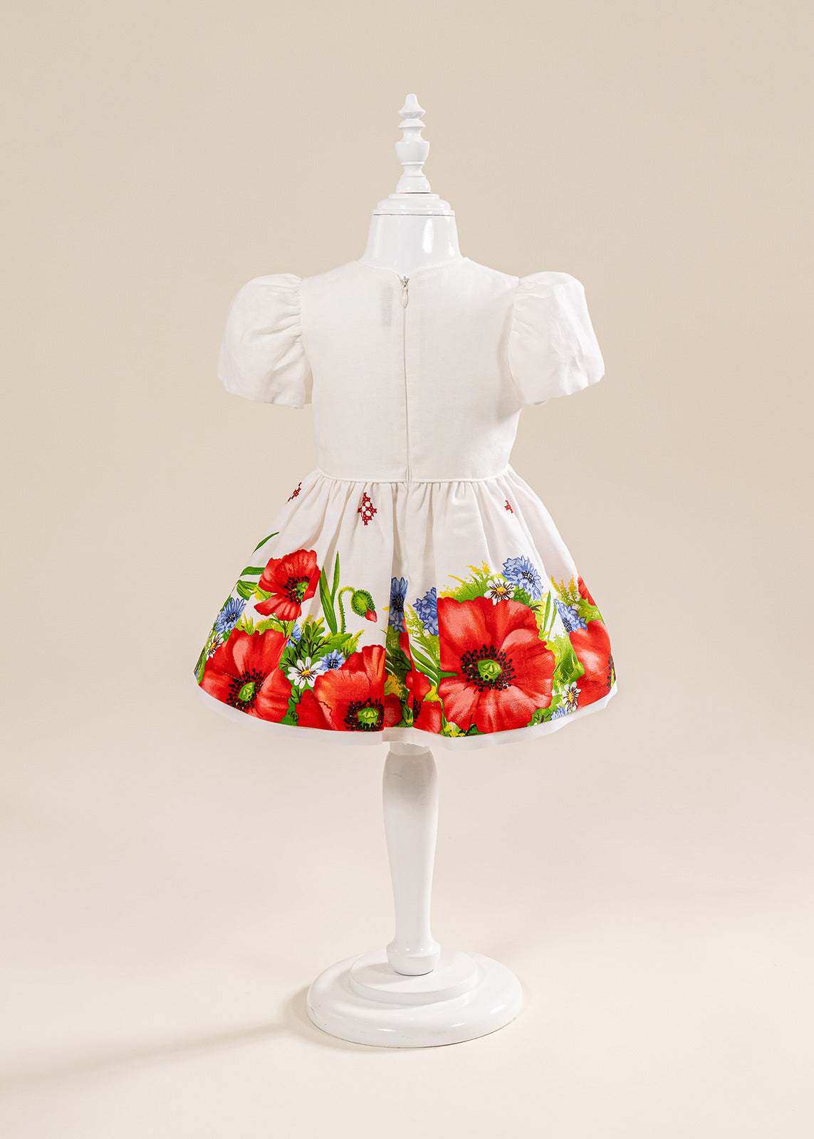 Rochita Marilena din IN Crem Imprimeu Flori De Mac AnneBebe
