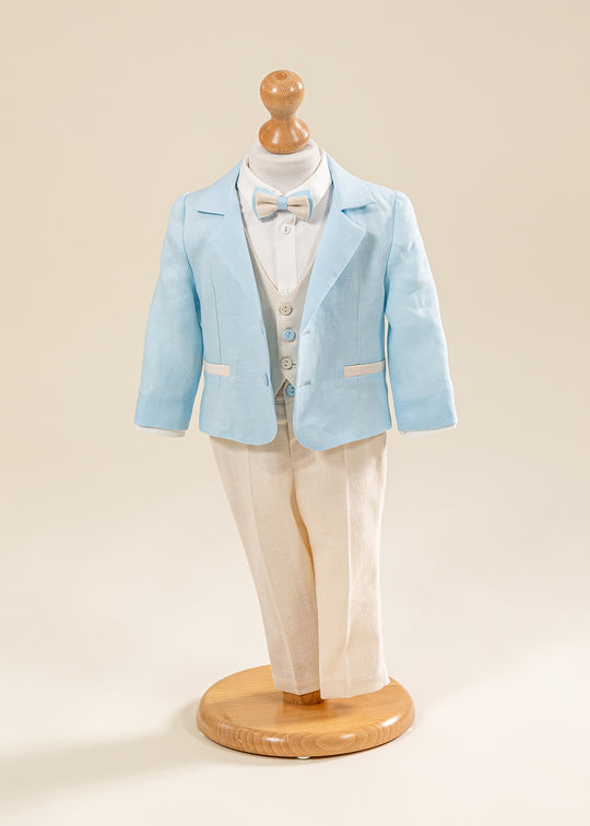 Costum Andrew din In Sacou Bleu Pantalon Bej AnneBebe